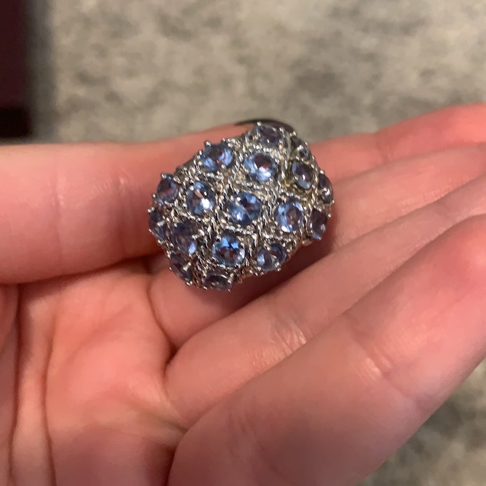 Light blue sterling silver cluster ring